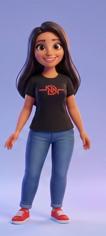 Lisa, DVA's AI agent — 3D character in a black DVA t-shirt